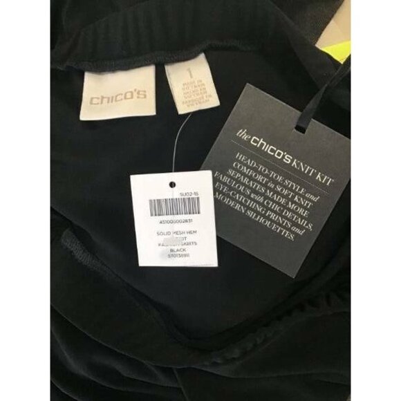 CHICO'S Skirt 1 Small/Medium Black Knit Layered Ke - Picture 6 of 8